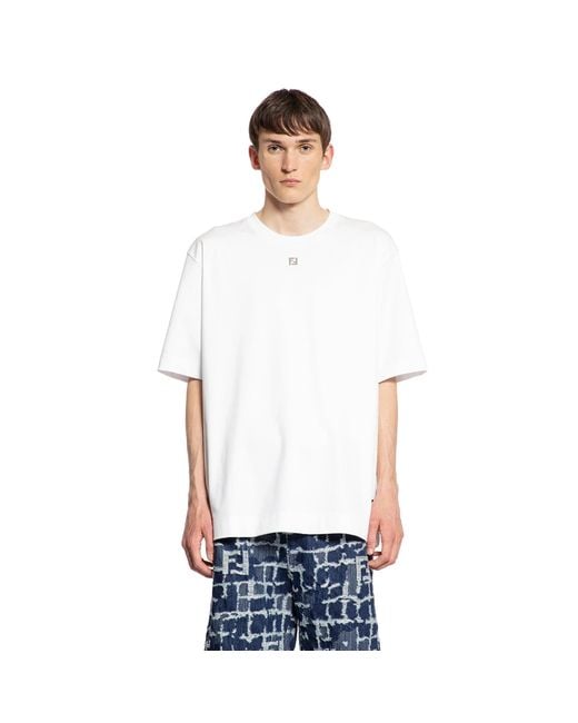 Fendi White Cotton T-Shirt for men