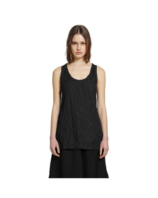 Totême Black Crinkled Cotton Tank Top