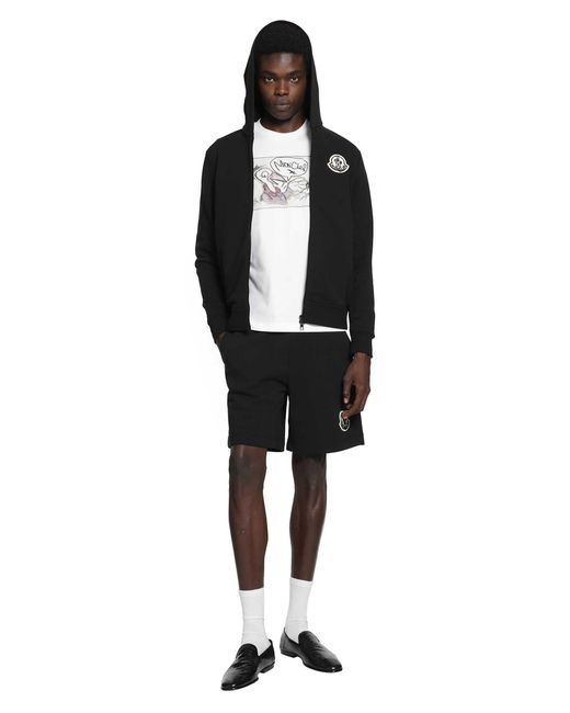 Moncler Black Logo Cotton Jersey Shorts for men