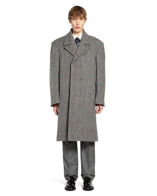 Thom Browne Gray Oversized Peacoat for men