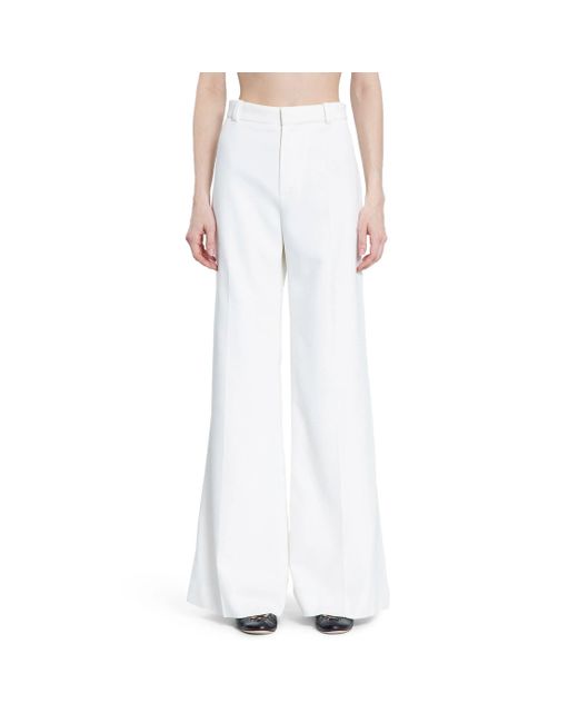 Chloé White Flared Trousers In Grain De Poudre