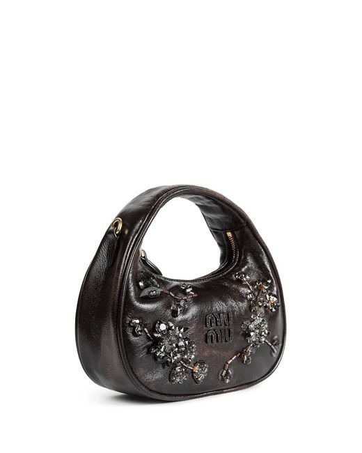 Miu Miu Black Wander Embroidered Mini Bag