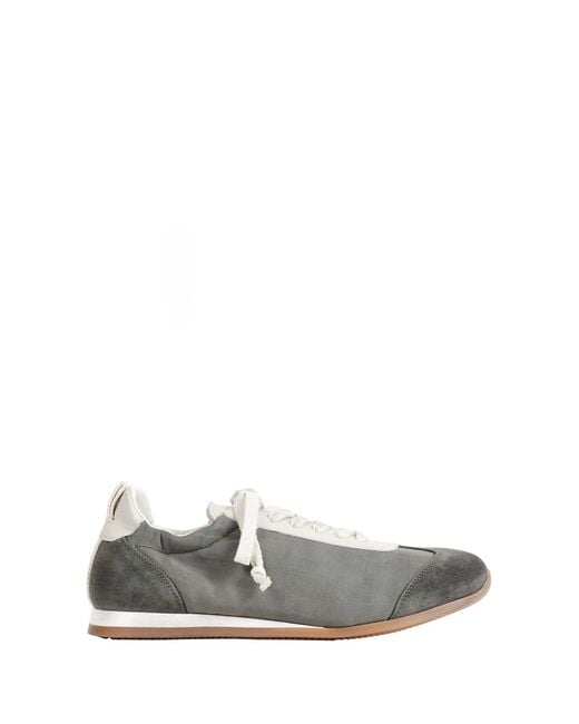 Uma Wang Gray Canvas And Suede Sneakers
