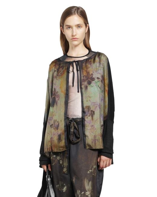 IA London Black Wild Lily Silk Linen Cardigan