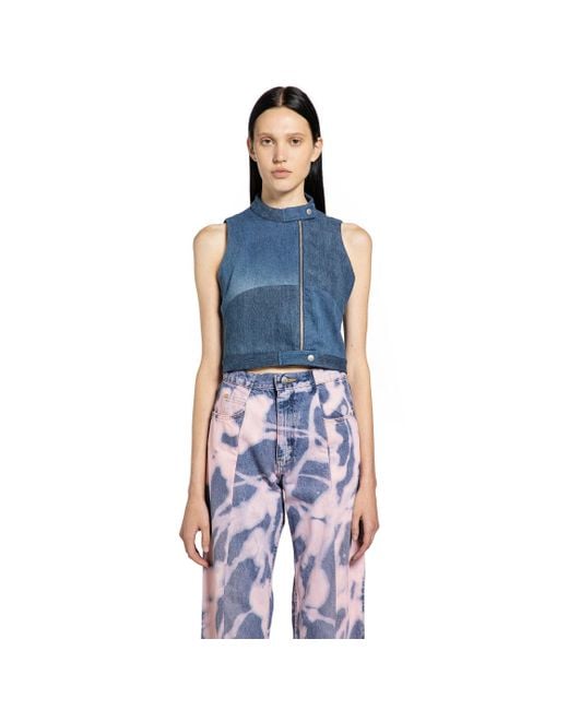 E.L.V. Denim Blue Jeannie Biker Top