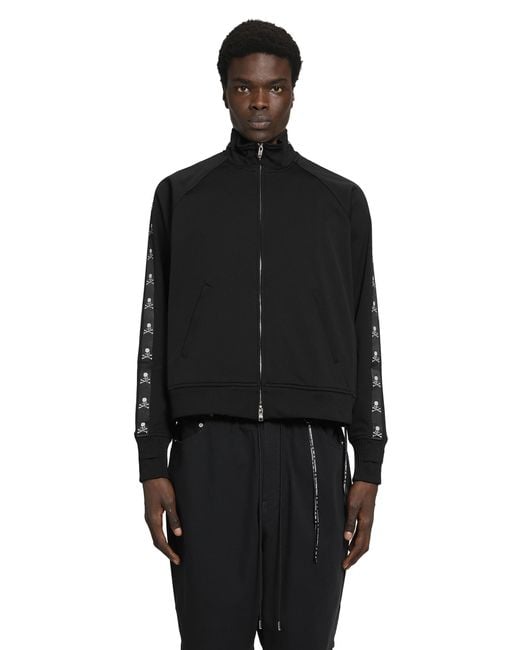 MASTERMIND WORLD Black Zip-Up Track Jacket for men