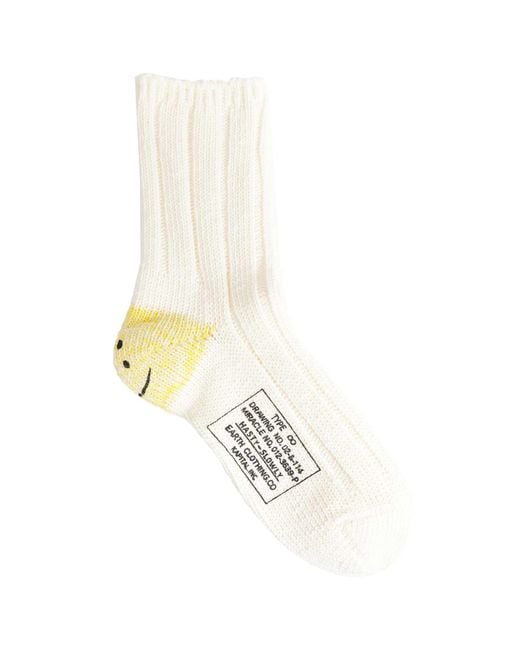 Kapital White Rainboy Happy Heel Socks for men