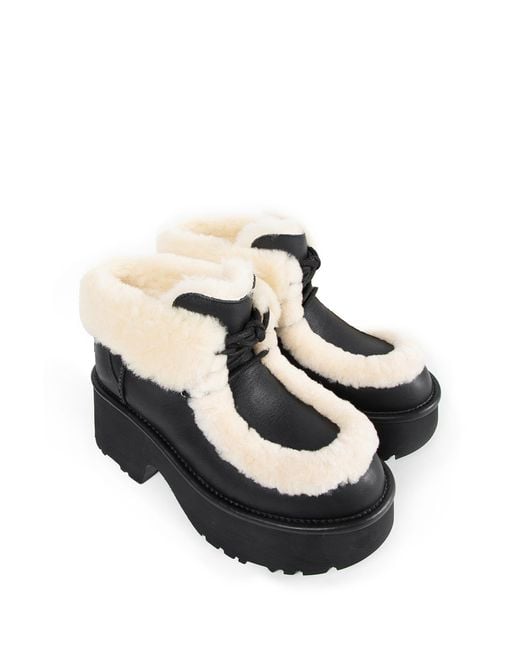 Ugg Black Classic Esmee Leather Lace Up Boot