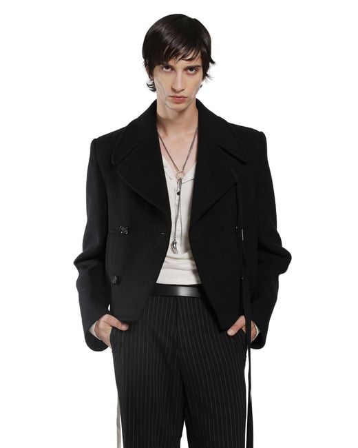 Ann Demeulemeester Black Dalmar Double-Breasted Short Caban for men