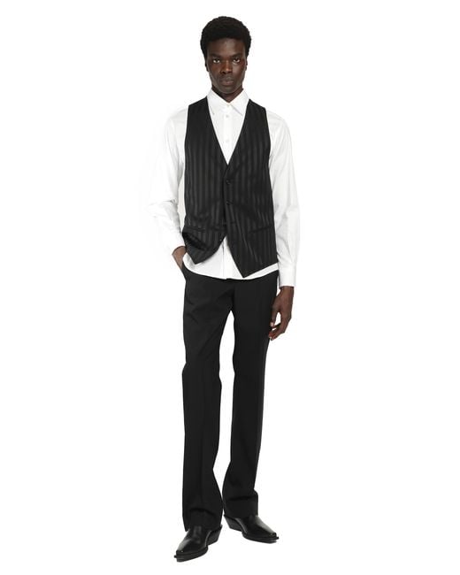 Ann Demeulemeester Black Juikko Striped Satin Waistcoat for men