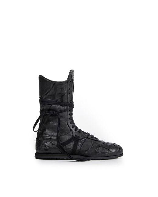 Ann Demeulemeester Black Palne High-Top Boxing Sneakers