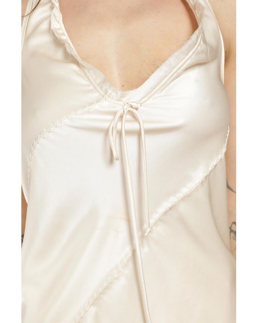 Yehuafan White Silk Satin Sleeveless Top