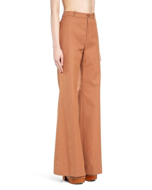 Chloé Orange Flared Cotton Canvas Trousers
