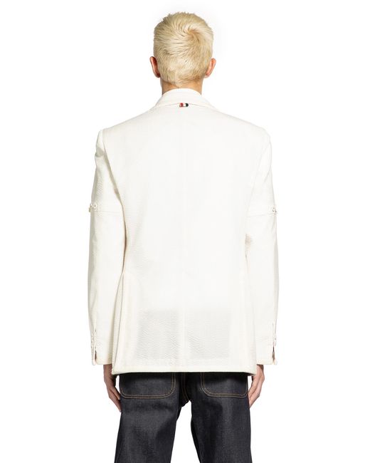 Thom Browne White Wide Shoulder Blazer for men