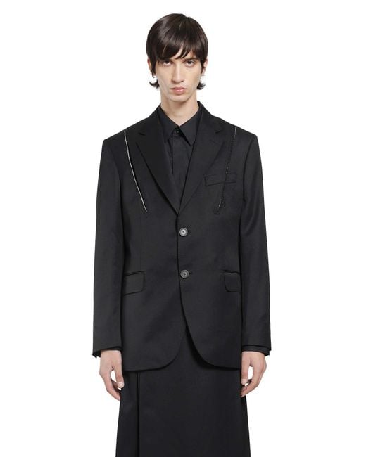 Simone Rocha Black Structured Slash Blazer With Daisy for men