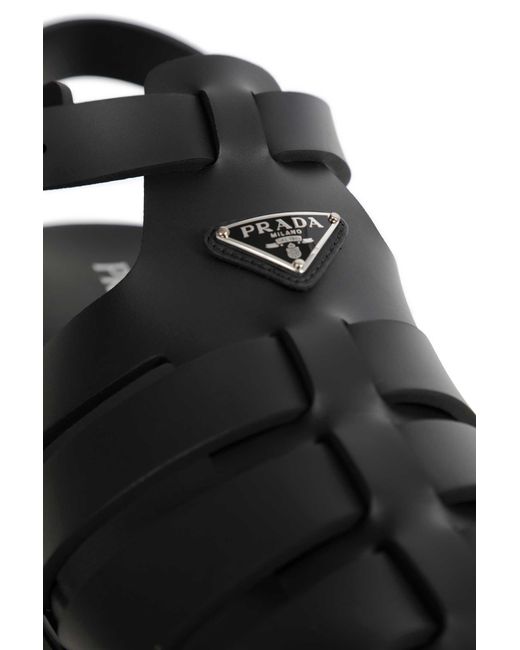 Prada Black Rubber Fisherman Sandals for men