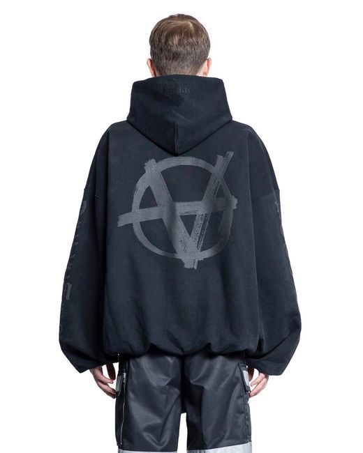 Vetements Double Anarchy Cropped Boxy Hoodie in Blue for Men | Lyst