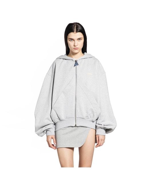 The Attico Gray Double American Fleece Zip-Up Hoodie
