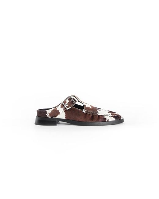 Miista Brown Gianna Cow Print Faux Suede Mules
