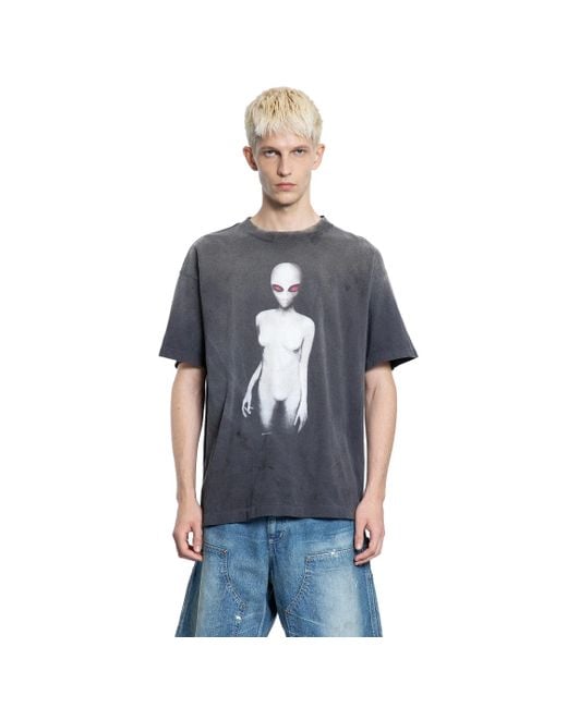 Saint Michael Blue Alien Short Sleeve T-Shirt for men