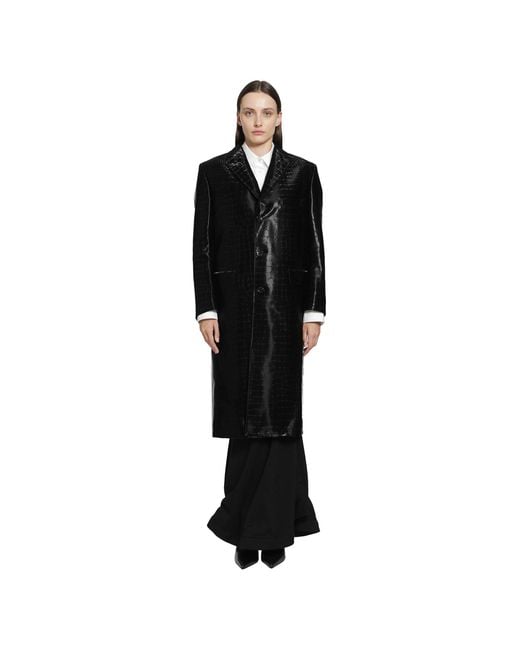 Junya Watanabe Black Embossed Single Breasted Coat