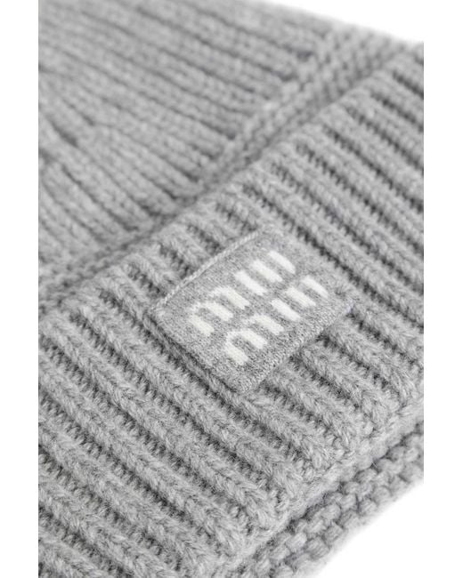 Miu Miu Gray Wool Cashmere Beanie