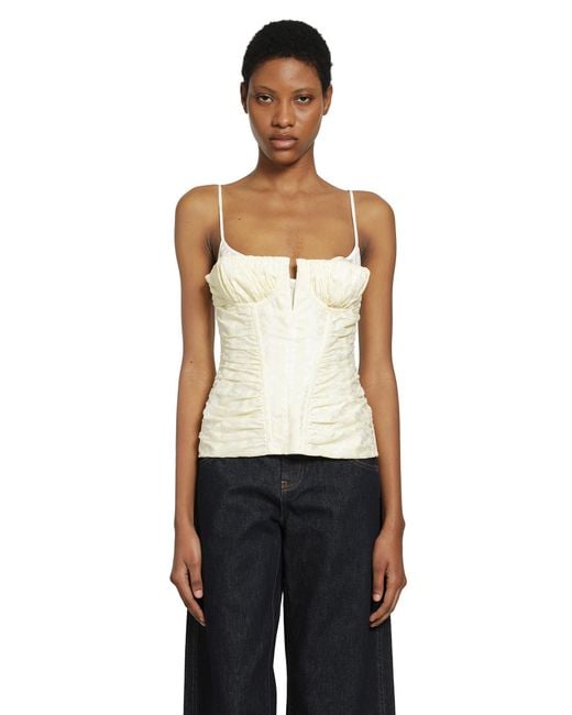 McQueen White Floral Jacquard Corset