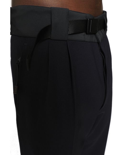 Prada Black Wool Pants With Technical Details for men