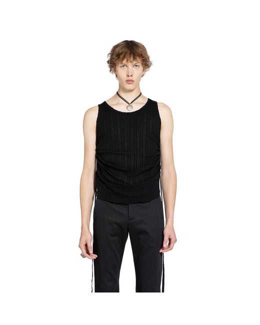 Ann Demeulemeester Black Boris Wrinkled Cropped Tank Top for men