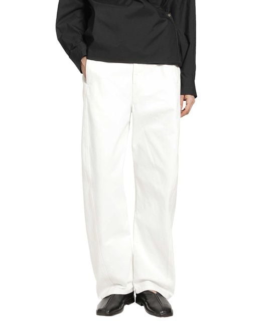 Lemaire White Twisted Belted Pants
