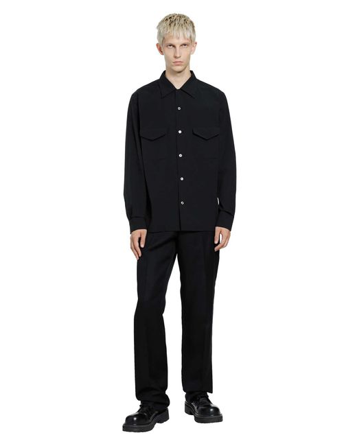 TAIGA TAKAHASHI Black Lot 101 Open Collar Shirt for men