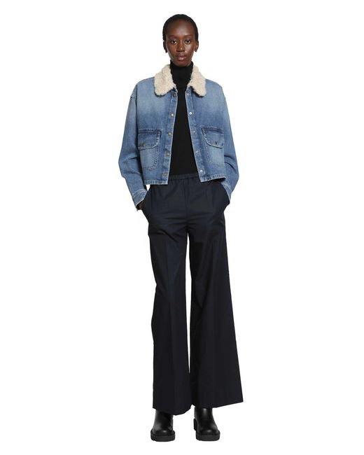 Moncler Blue Teddy Trim Denim Shirt Jacket
