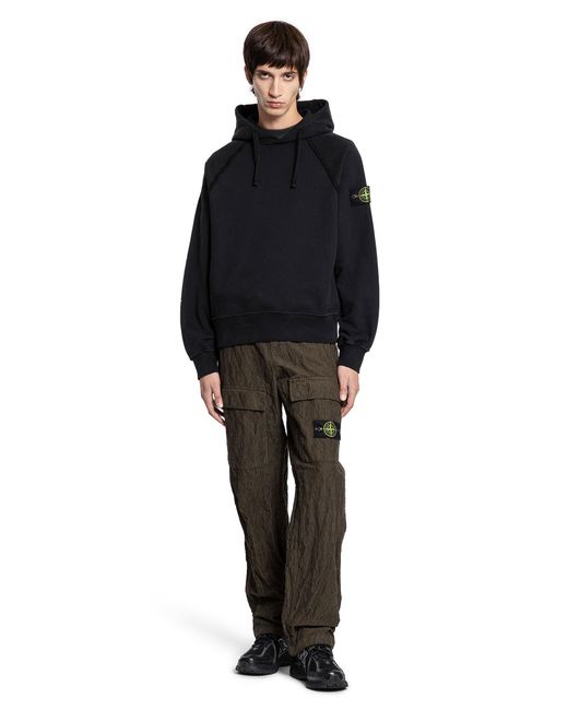 Stone Island Black 6100023 Light Organic Cotton Fleece Hoodie for men