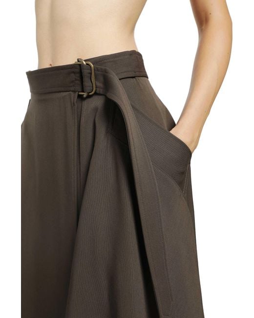 Burberry Brown Wool Twill Midi Skirt
