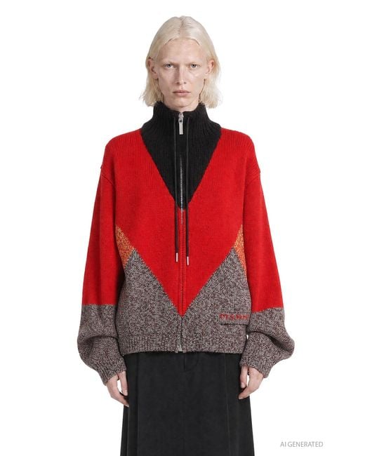 Marni Red 'M' Wool Cashmere Jacket