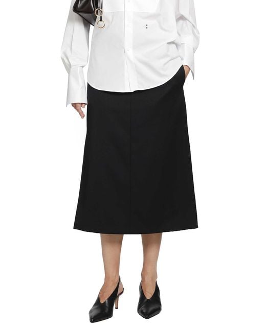Fendi Black Grain De Poudre Midi Skirt