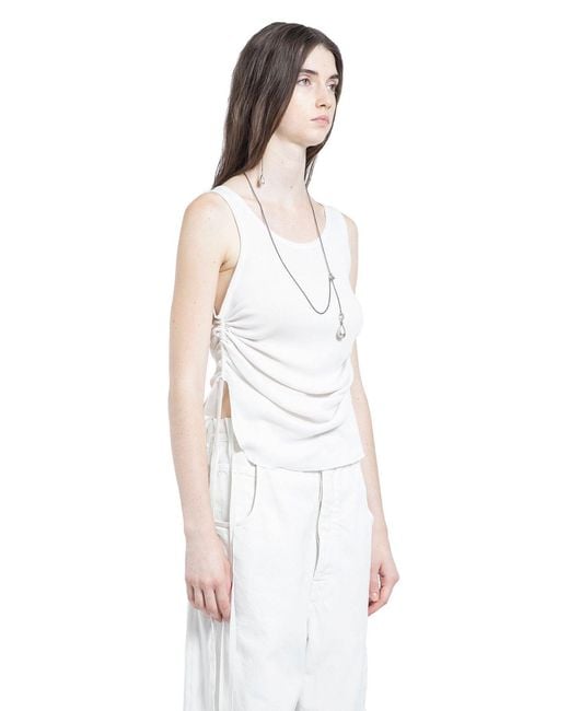 Ann Demeulemeester White Mara Wrinkled Cropped Tank Top