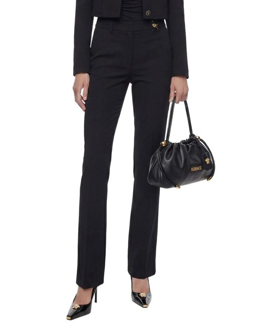 Versace Black Flared Stretch Wool Trousers