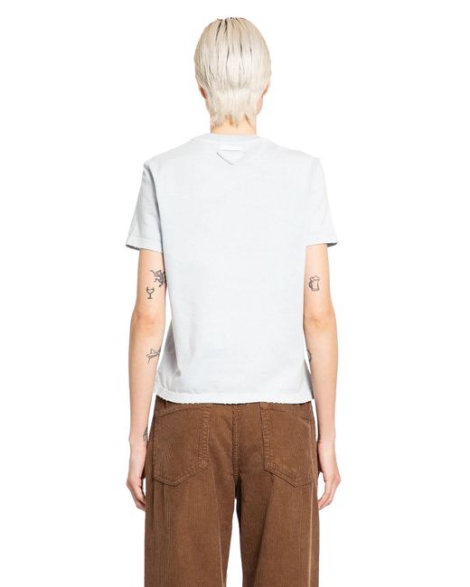 Prada White Straight Fit Jersey T-Shirt