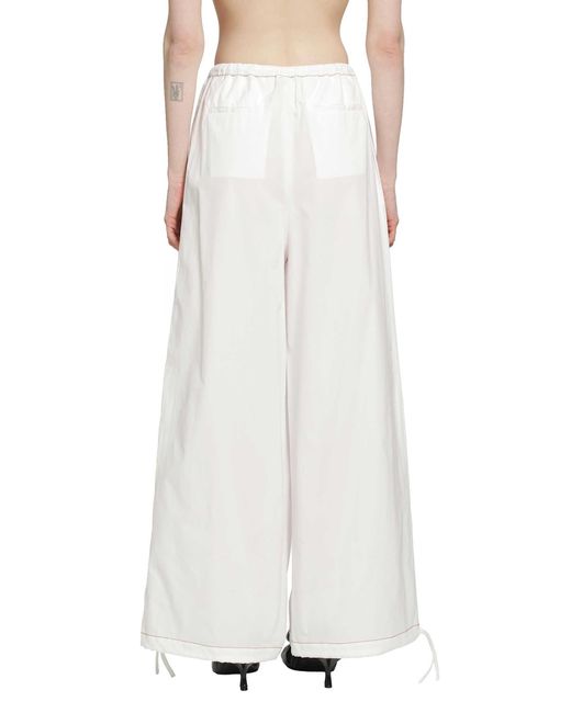 Marni White Cotton Poplin Drawstring Trousers