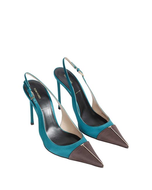 Tom Ford Blue Thea Slingback Pumps