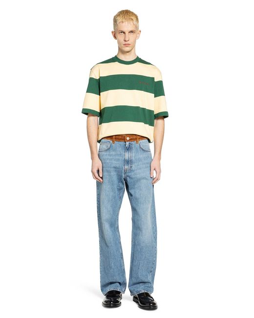 Marni Green Maxi-Stripe Cotton T-Shirt for men