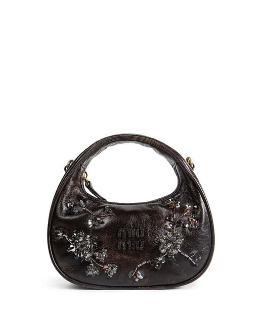 Miu Miu Black Wander Embroidered Mini Bag