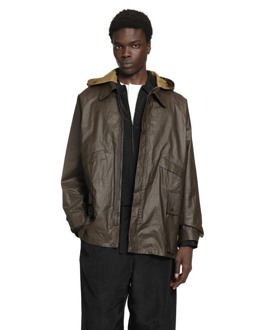 Lemaire Brown Coated Technical Linen Rain Jacket for men