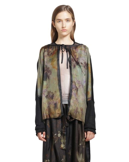 IA London Black Wild Lily Silk Linen Cardigan