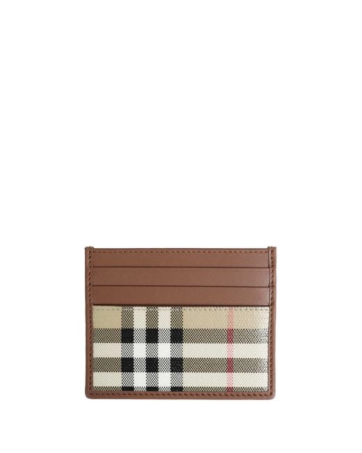 Burberry Brown Check Card Case for men