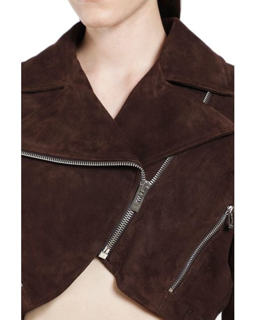 Alaïa Brown Suede Cropped Biker Jacket