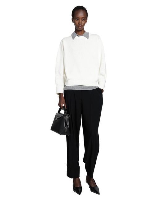 Totême White Oversized Crew Knit