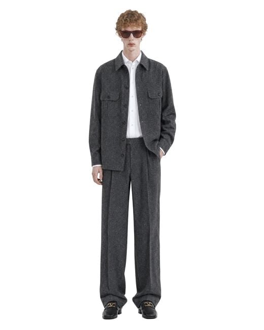 Valentino Gray Boutonné Wool Overshirt for men
