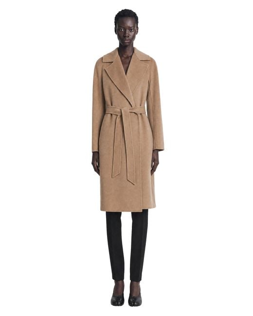 Max Mara Natural Wool Cashmere Silk Long Wrap Coat